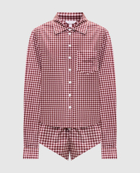 Dore & Rose Burgundy checked pajamas with logo embroidery COTTONPOPLINSHORTSET
