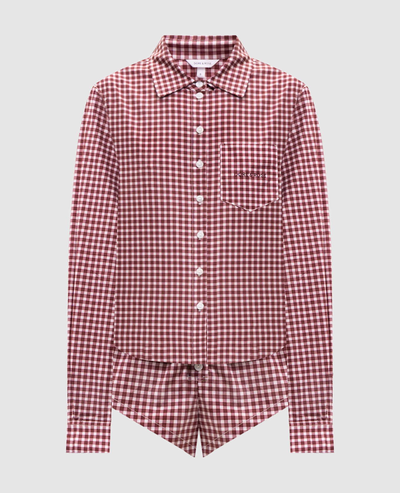 Burgundy checked pajamas with logo embroidery