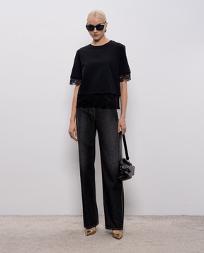 Alexander McQueen Black T-shirt with lace 850805QLAE6