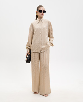 Jacob Lee Beige patterned silk blouse WSS0085SS26SGJNOLG