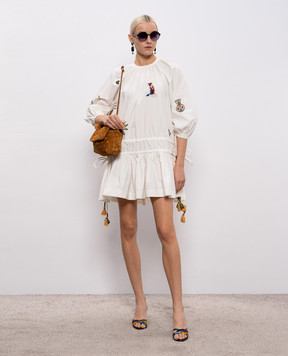 Alemais Carmine white dress with embroidery 6411D