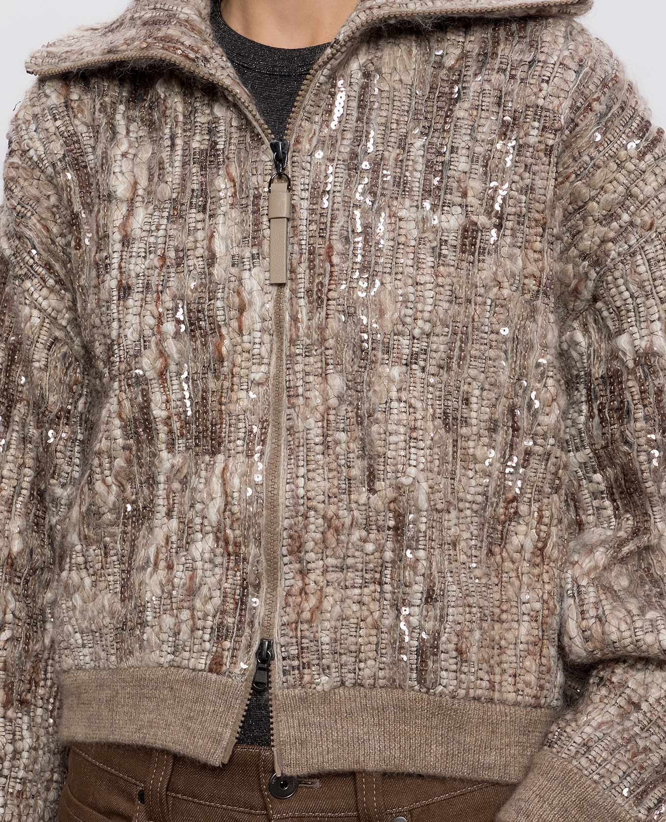 Beige cardigan with sequins Brunello Cucinelli 5