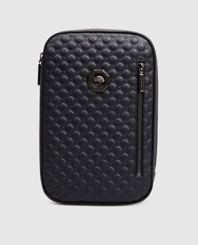 Stefano Ricci Navy blue leather sling bag with emblem ND200UVD1VD