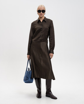 Khaite Nania silk skirt in khaki 4165479