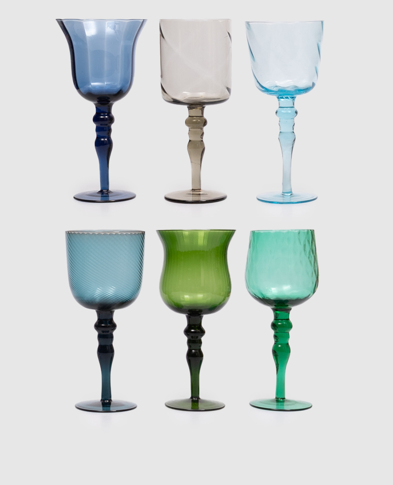 Set of 6 textured wine glasses