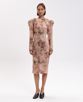 Magda Butrym Beige silk dress with floral print DRESS29230926