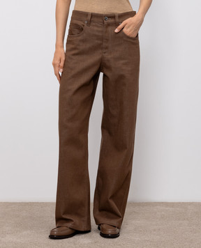 Brunello Cucinelli Brown jeans with logo patch MP134P4021