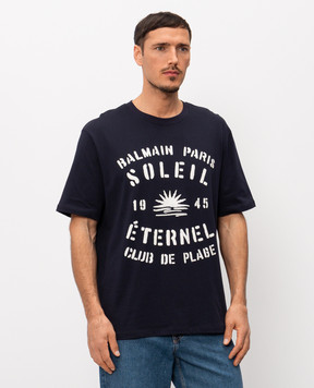 Balmain Blue T-shirt with print GH0EG000GF57