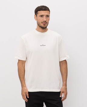 Stone Island Ivory T-shirt with logo print L2S152100001S0534