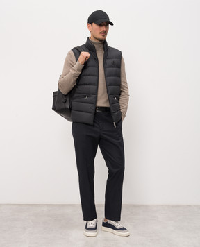 Moncler Blue pants with logo patch L10912A0002154ARP