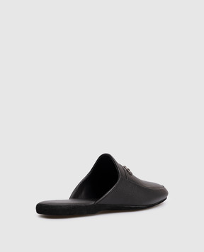 Stefano Ricci Black leather slippers UL01P774VTD