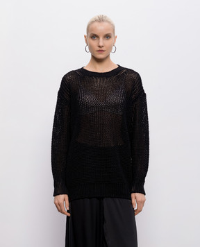 Intoca Black openwork linen sweater 261LILLPO0102