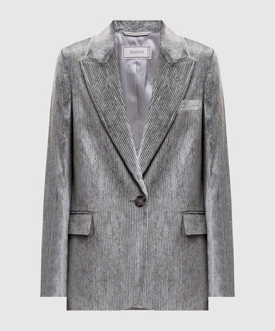 Green corduroy jacket with monil chain
