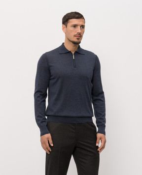 Stefano Ricci Blue cashmere and silk polo shirt K606125P30F26302