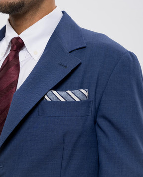 Brunello Cucinelli Blue striped silk pachet MX8680091