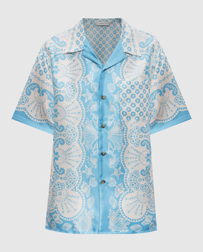 MANTERO 1902 Leon blue silk blouse 0217A2811T0879H