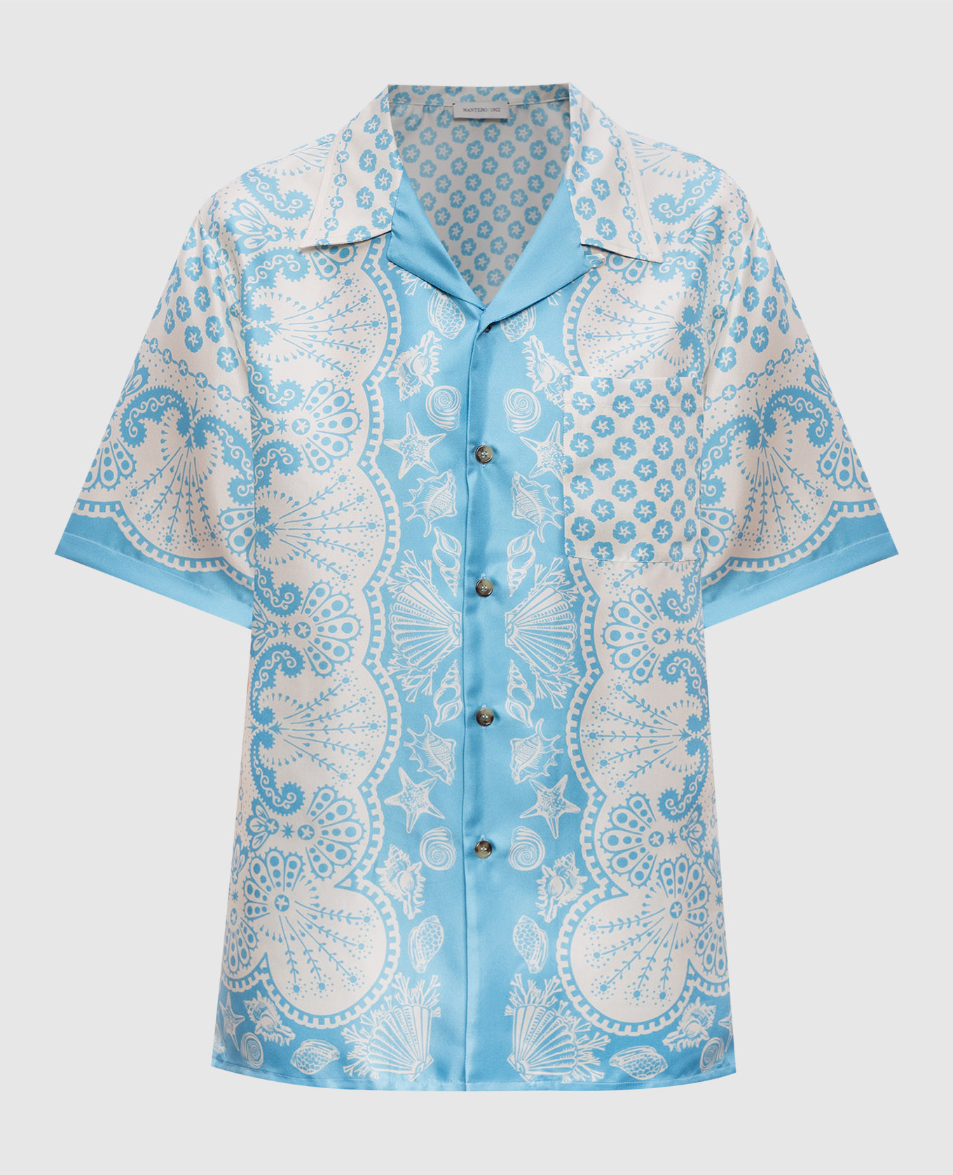 Leon blaue Seidenbluse