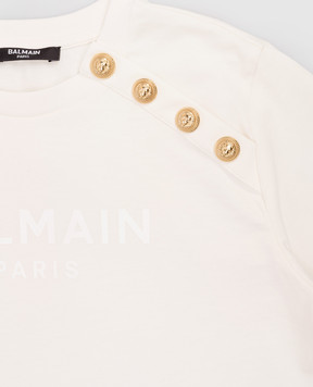 Balmain Children's beige T-shirt with logo print BY8P01Z36721214