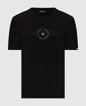 Stefano Ricci Black T-shirt with embroidered logo MNH6305420803