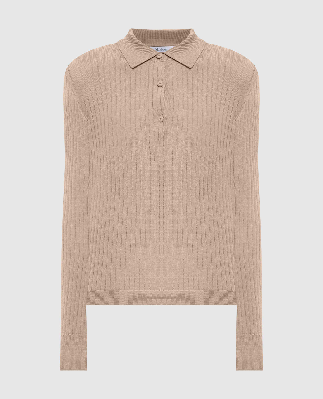 

GITANO beige ribbed cashmere and silk polo shirt Max Mara