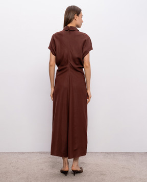 Brunello Cucinelli Brown midi dress with linen MH126A5426