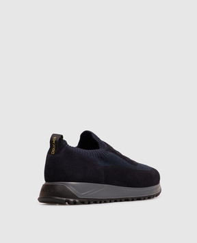 Doucal's Blue logo-embossed combination sneakers DU3318SYDNPX782