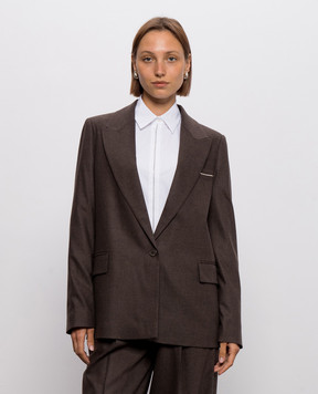 Peserico Brown wool jacket with monil chain A01637Z03358