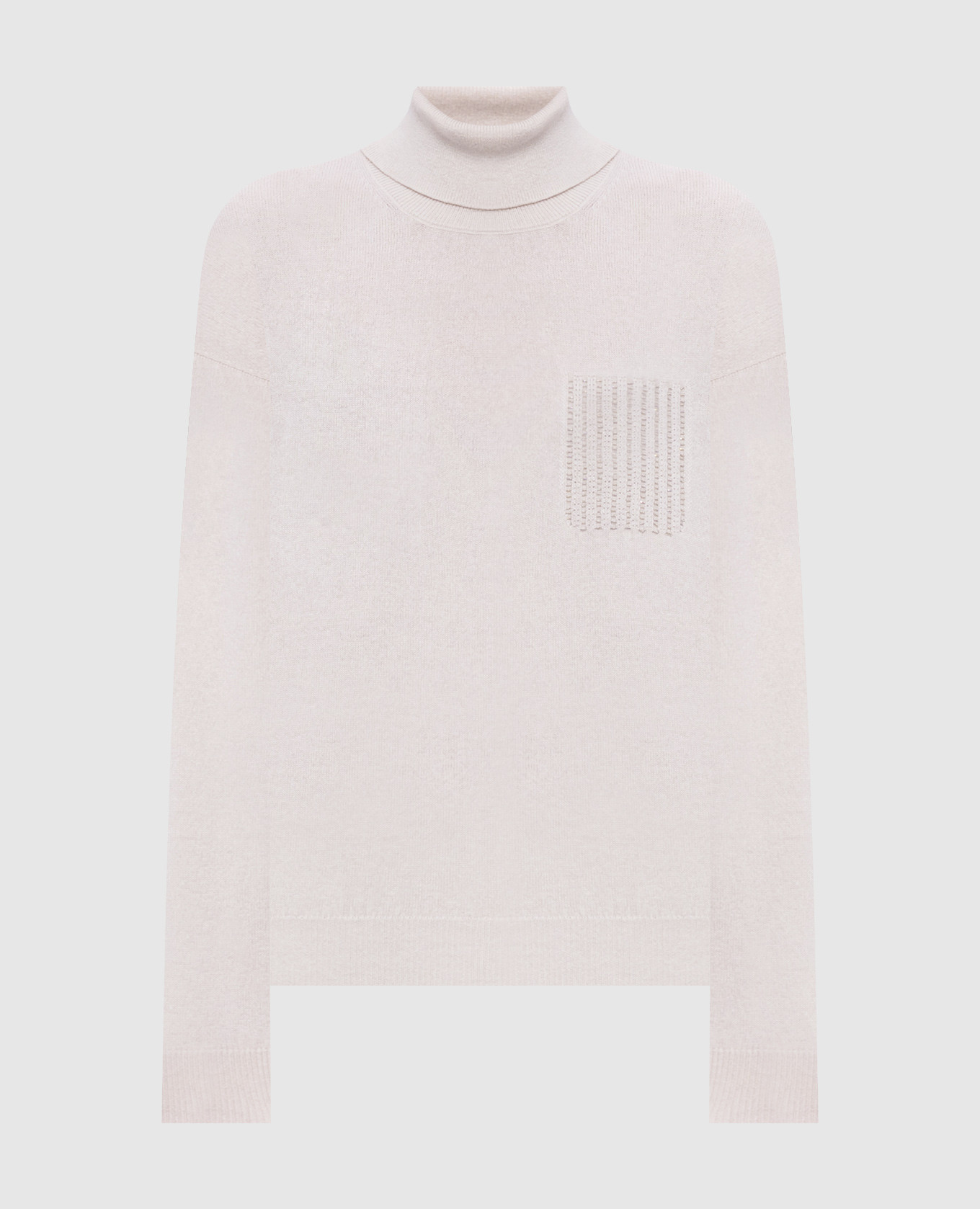 Ivory wool, silk and cashmere turtleneck