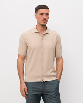Stefano Ricci Beige short-sleeved shirt with silk K616453PAMF26118