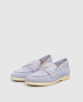 Babe Pay Pls Blue suede loafers with logo engraving 218108ZA
