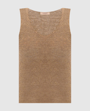 Twinset Brown linen top with lurex 261TT3212