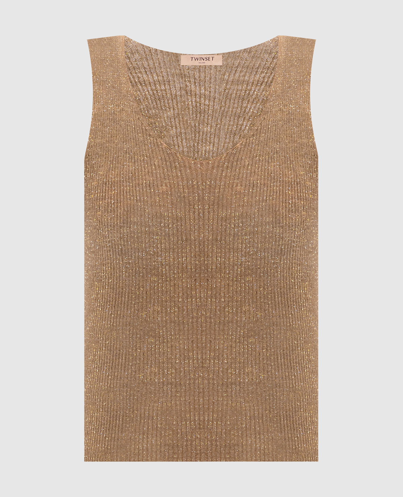 

Brown linen top with lurex Twinset