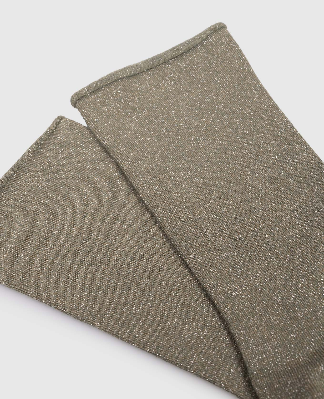 

Khaki cashmere and silk lurex socks Brunello Cucinelli