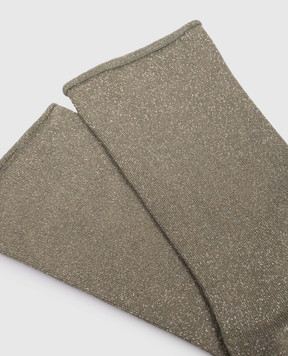 Brunello Cucinelli Khaki cashmere and silk lurex socks M41945019
