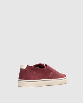 Brunello Cucinelli Burgundy suede sneakers with logo patch MZUPIGZ334