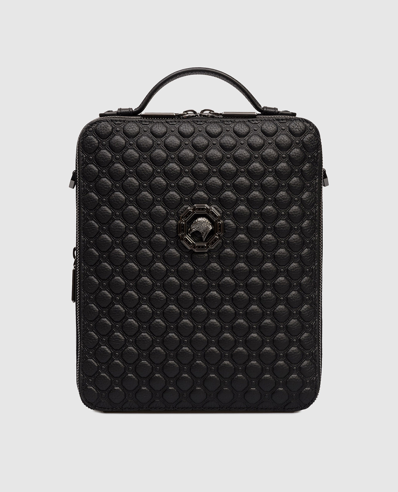 

Black leather bag with brand embossing Stefano Ricci