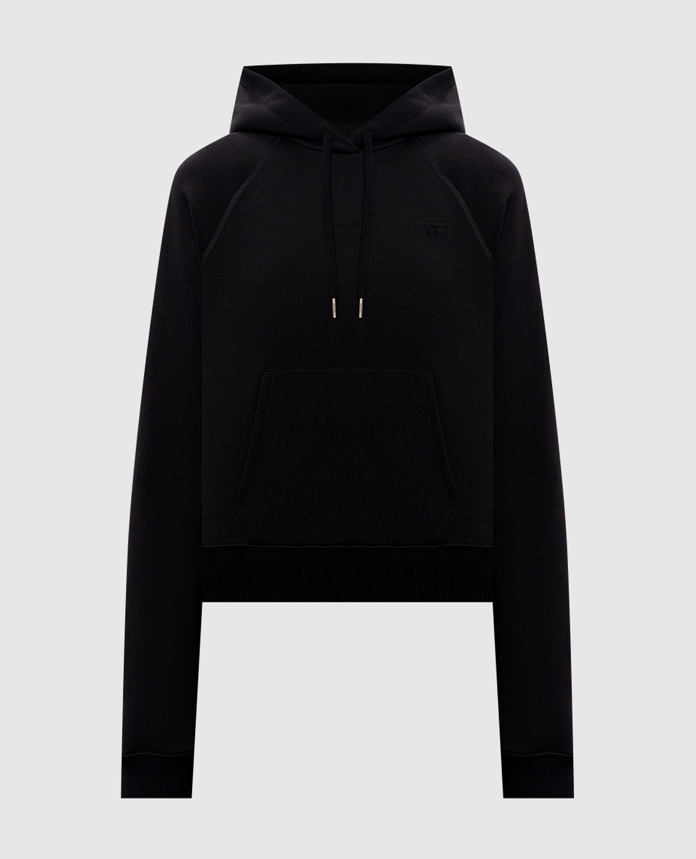 

Black insulated hoodie with monogrammed silk Tom Ford