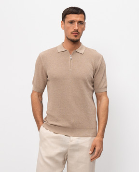 Pini Parma Beige polo shirt with zipper POLRIBZIPTAU