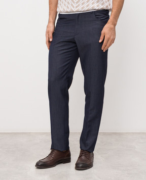 Stefano Ricci Blue wool, hemp and silk pants M1T80TA029WABK1U
