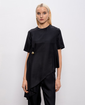 Loulou de Saison MADEA black asymmetric silk blouse MADEA
