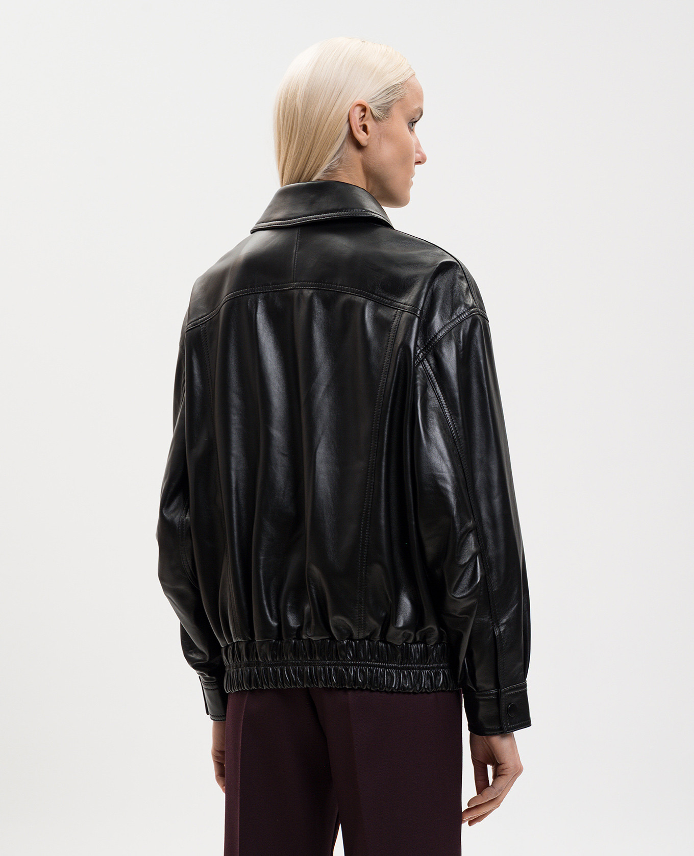 

Black leather jacket with drape Babe Pay Pls, Brown
