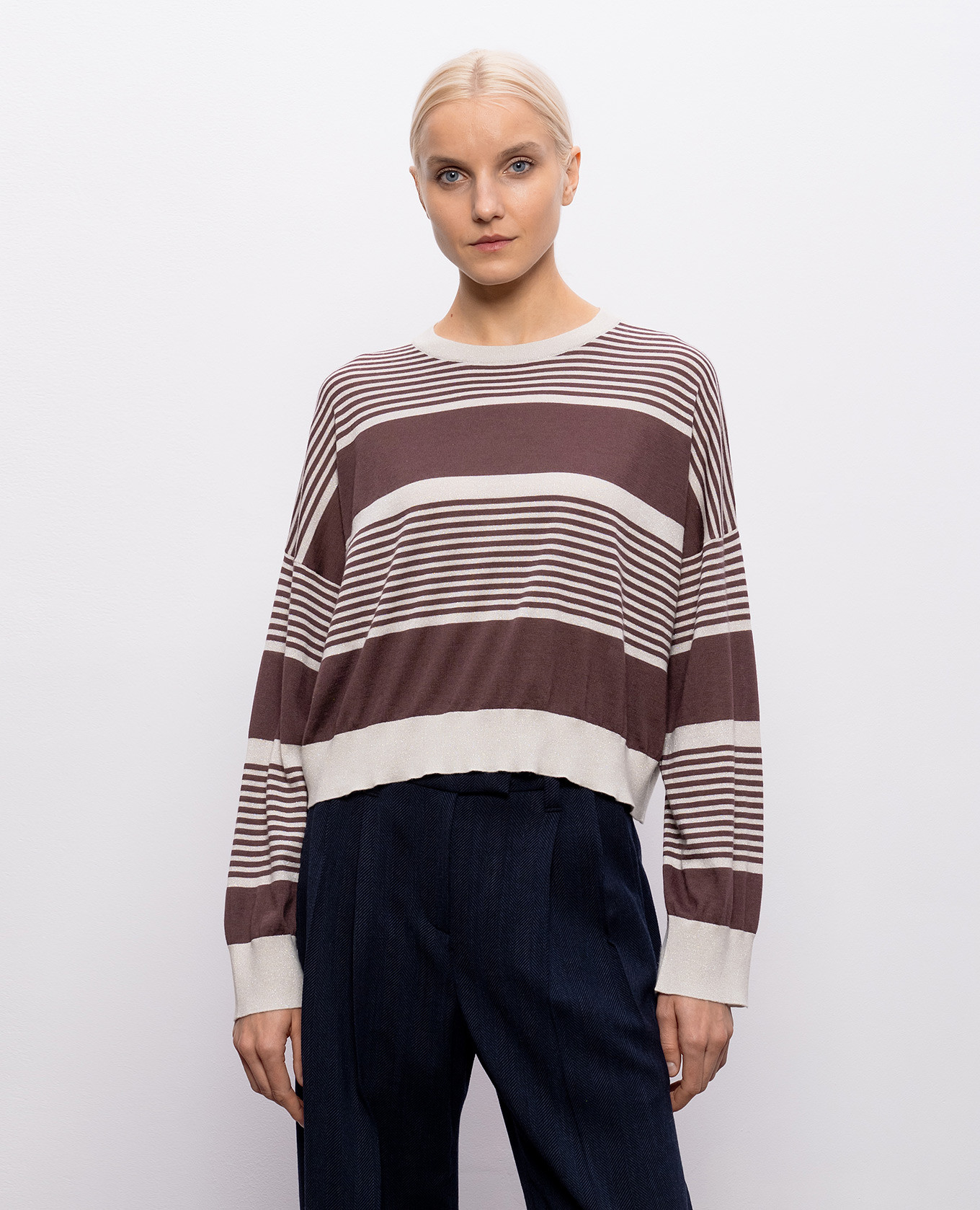 

Beige cashmere and silk striped jumper Brunello Cucinelli