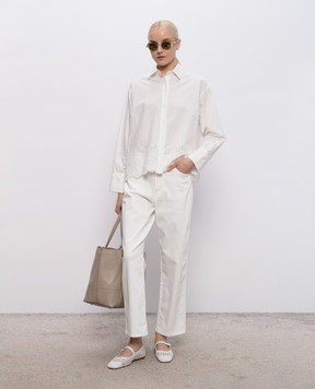 Momoni White TALAVERA shirt with broderie embroidery MOSH04220MO