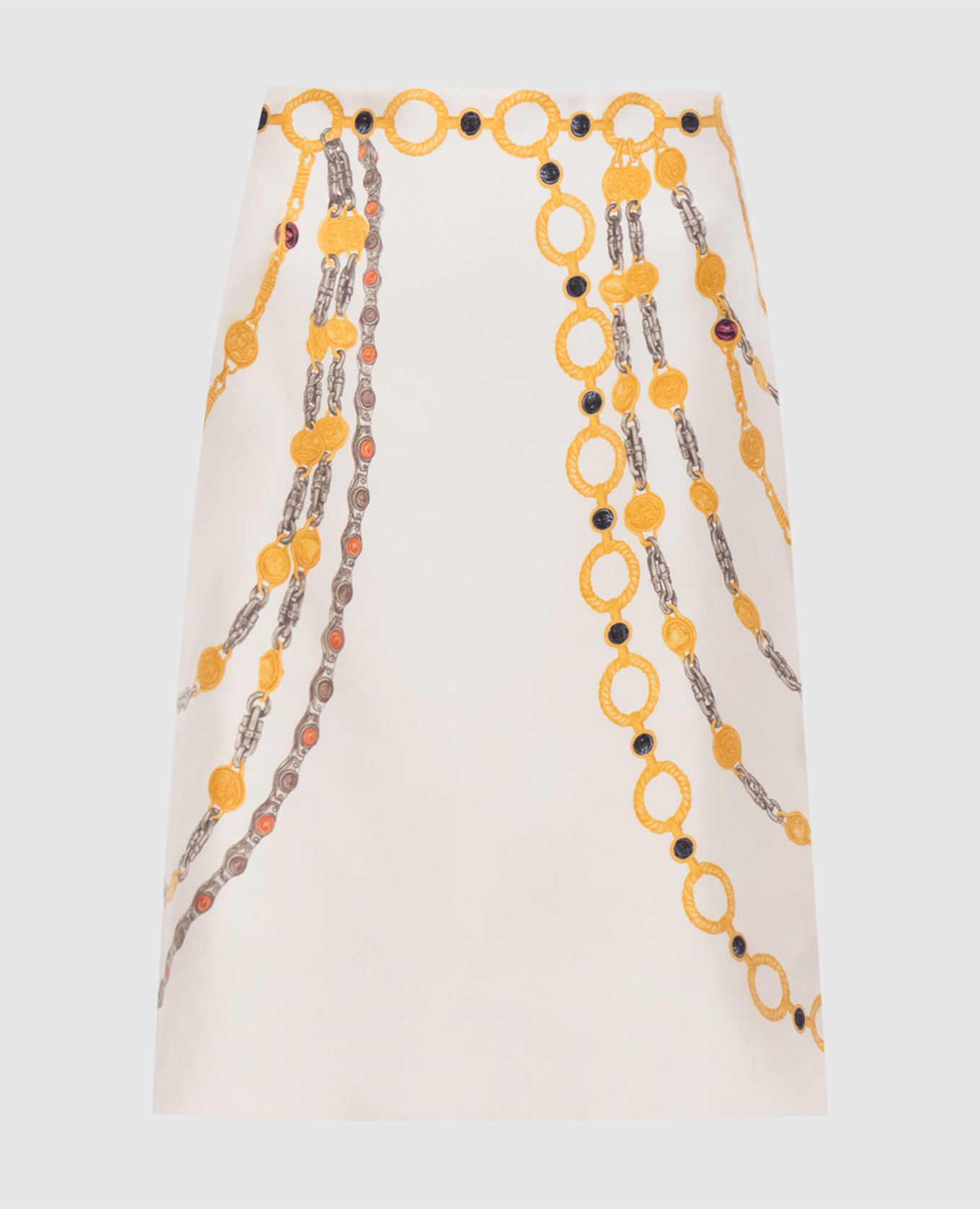 Ivory printed silk skirt