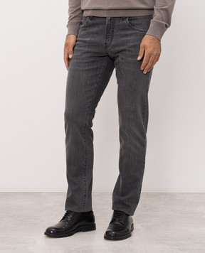 Scissor Scriptor Grey jeans with logo patch COSTANTINOT402767