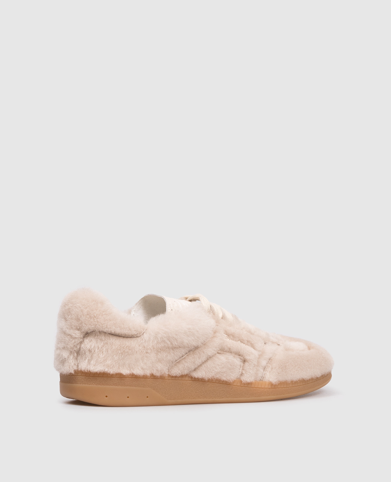 

Beige leather sneakers with fur Santoni