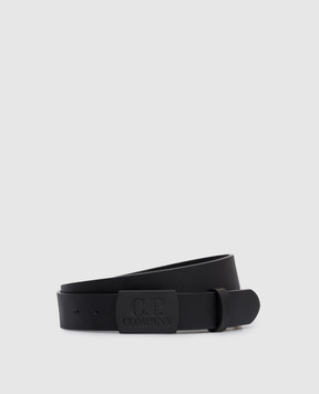 C.P. Company Black leather belt with logo engraving MAC301A110522A