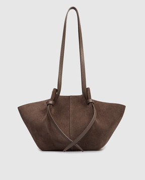 YUZEFI Brown suede tote bag MOCHI MOCHI