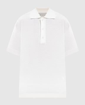 Ami Paris Ivory polo shirt with embroidered emblem UPL431KN0066