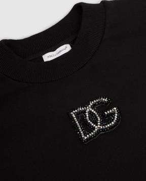 Dolce&Gabbana Children's black sweatshirt with beads L5JWCUG7PUA812+
